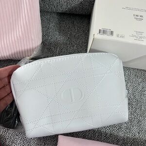 Dior White Quilted Cosmetic Case